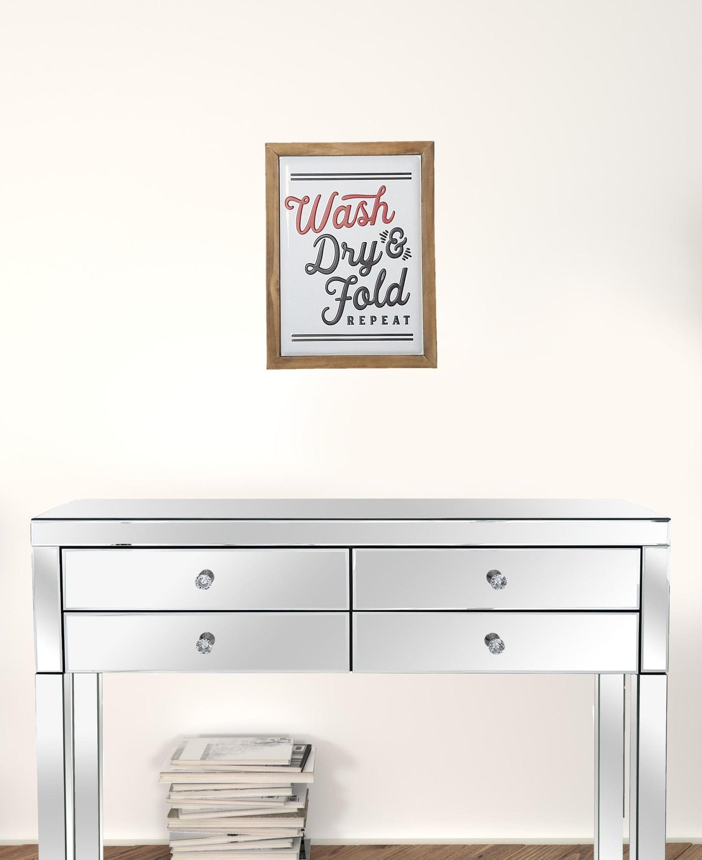 Black and Red Wash Dry Fold Repeat Laundry Room Wall Decor