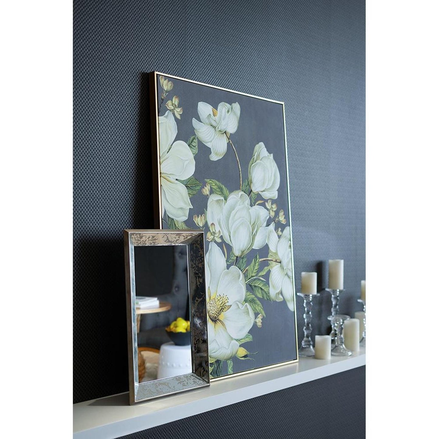 12" Rectangle Wall Mounted Vintage Style Glass Frame Accent Mirror