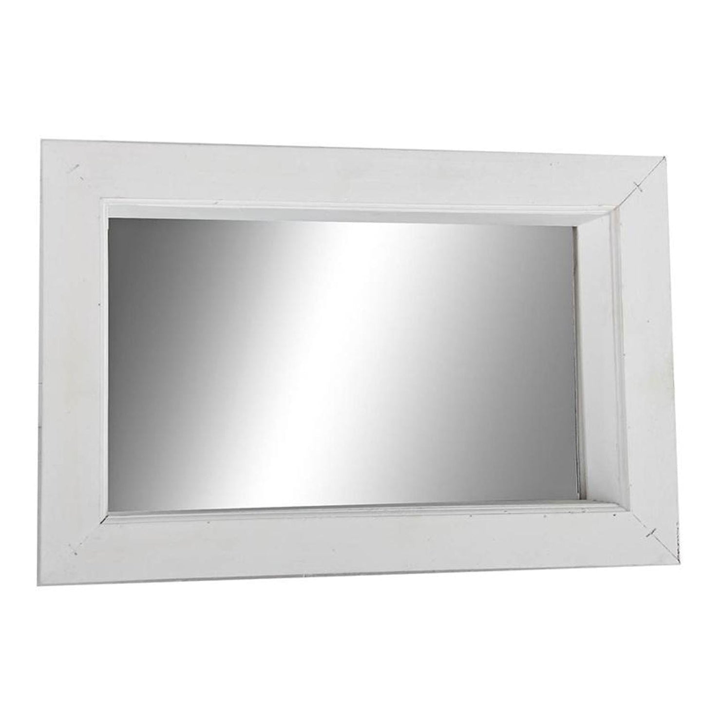 20" White Wood Frame Rectangle Wall Mounted Accent Mirror
