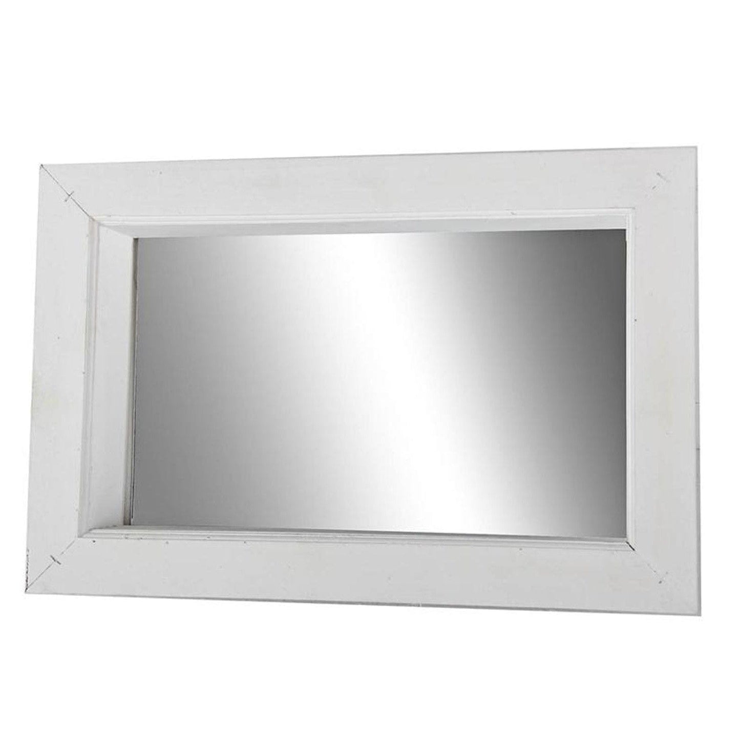 20" White Wood Frame Rectangle Wall Mounted Accent Mirror