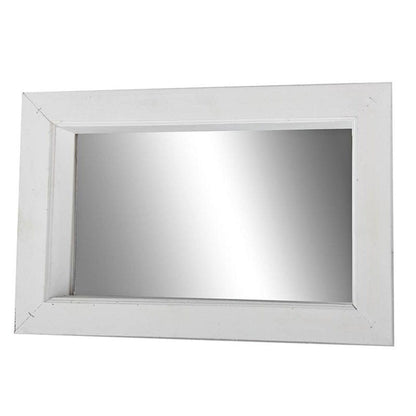 20" White Wood Frame Rectangle Wall Mounted Accent Mirror