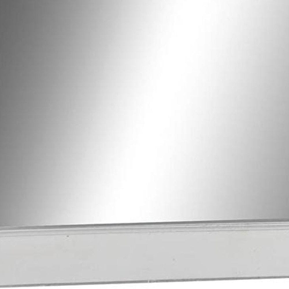 20" White Wood Frame Rectangle Wall Mounted Accent Mirror