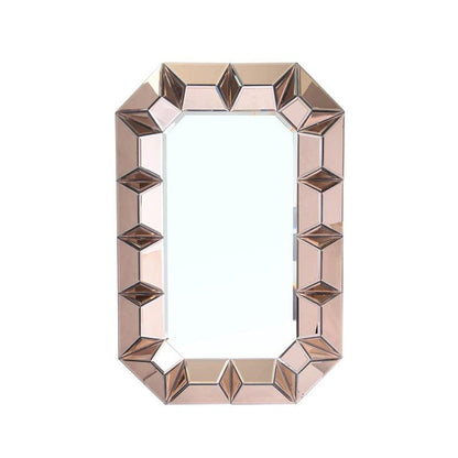 24" Rose Gold Geometric Frame Wall Mounted Accent Mirror Framed