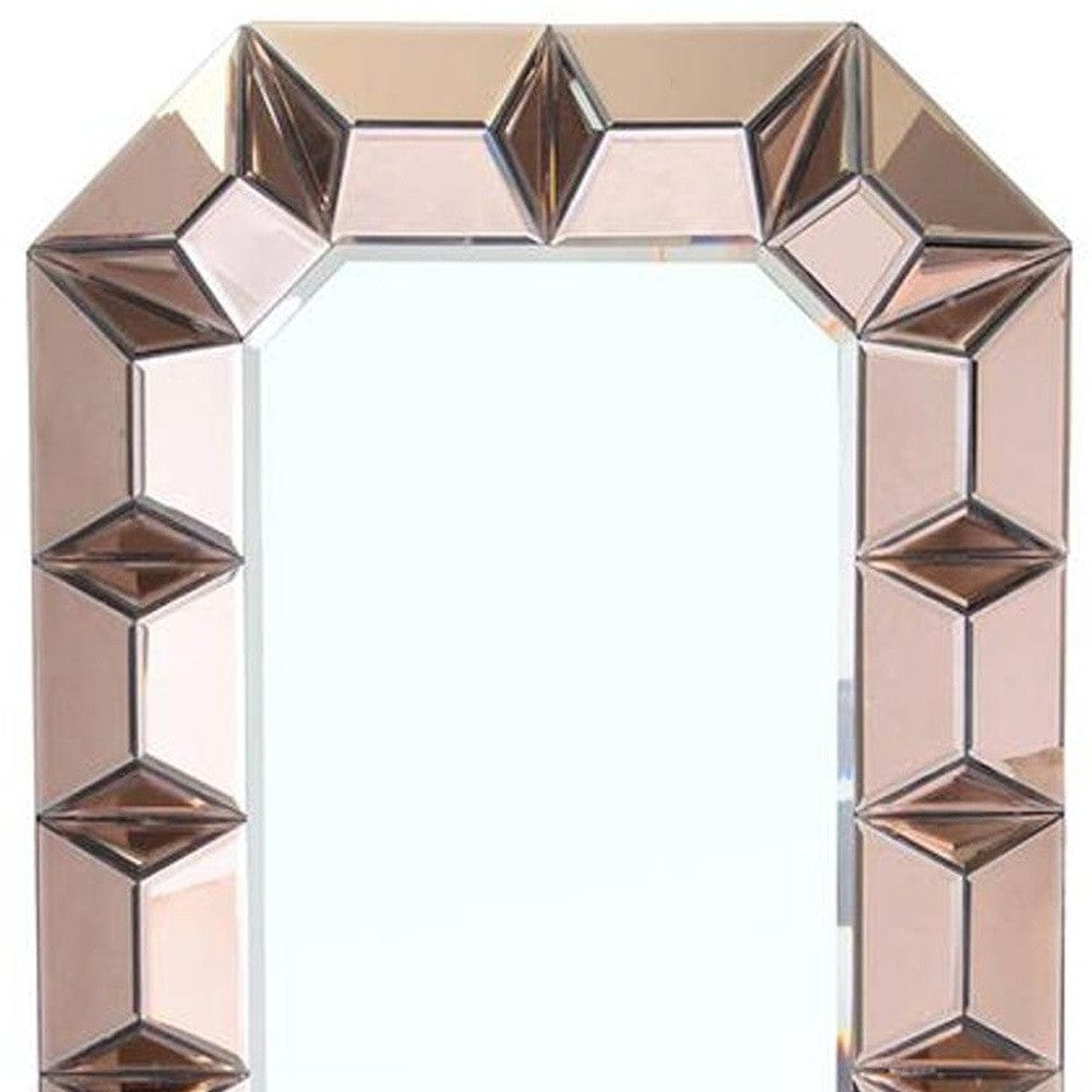24" Rose Gold Geometric Frame Wall Mounted Accent Mirror Framed