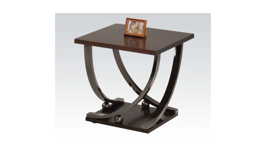 23" Black Nickel And Clear Glass Square End Table With Shelf