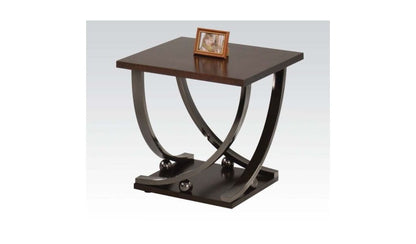 23" Black Nickel And Clear Glass Square End Table With Shelf