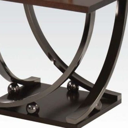 23" Black Nickel And Clear Glass Square End Table With Shelf