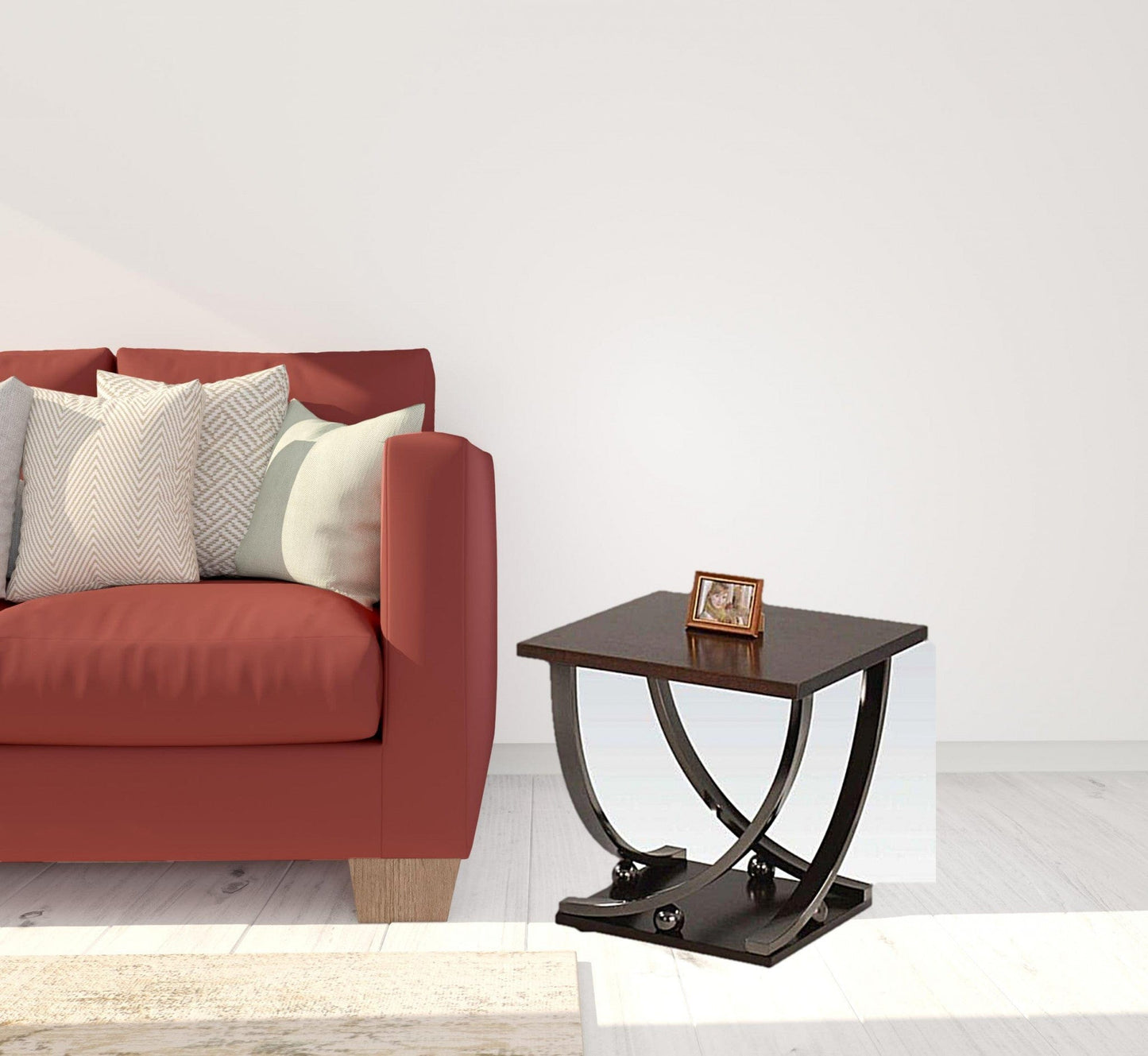 23" Black Nickel And Clear Glass Square End Table With Shelf