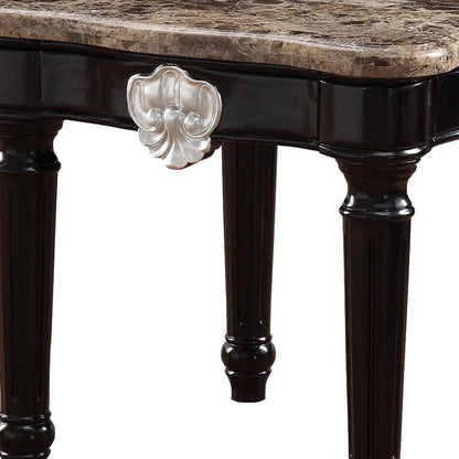 25" Black Manufactured Wood and Marble Square End Table