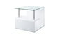 22" White Glass and Wood Square End Table With Two Shelves
