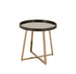 23" Champagne Walnut  And Mirrored Metal Round End Table