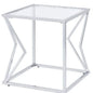 22" Chrome And Clear Glass And Metal Square End Table With Shelf