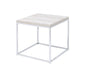24" Chrome And White Oak Manufactured Wood And Metal Square End Table