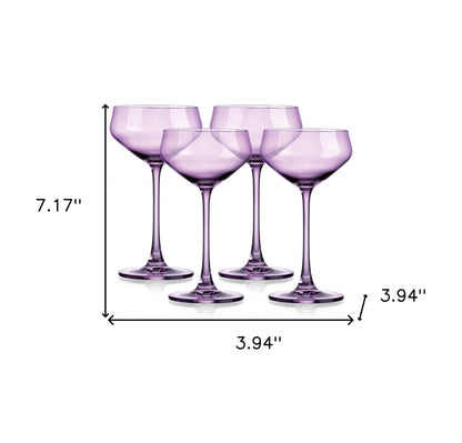 Set of Four Translucent Purple Coupe Glasses