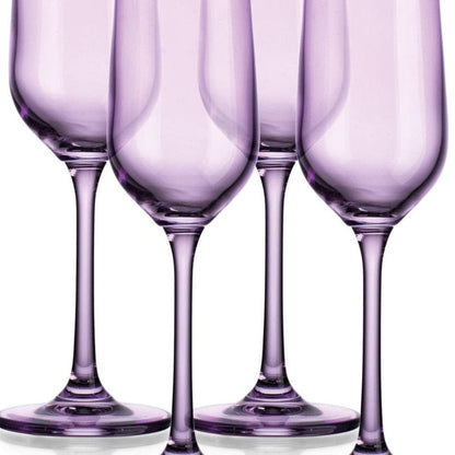 Set of Four Translucent Purple Champagne  Flutes