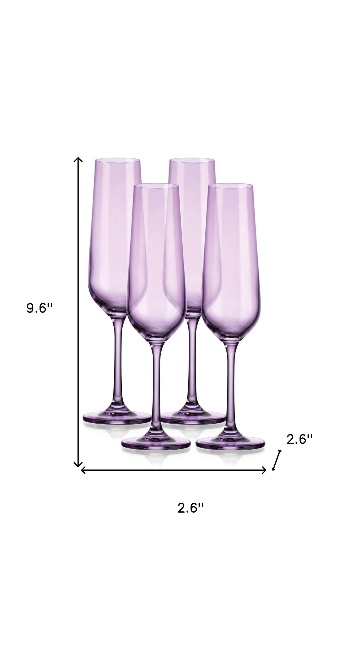 Set of Four Translucent Purple Champagne  Flutes