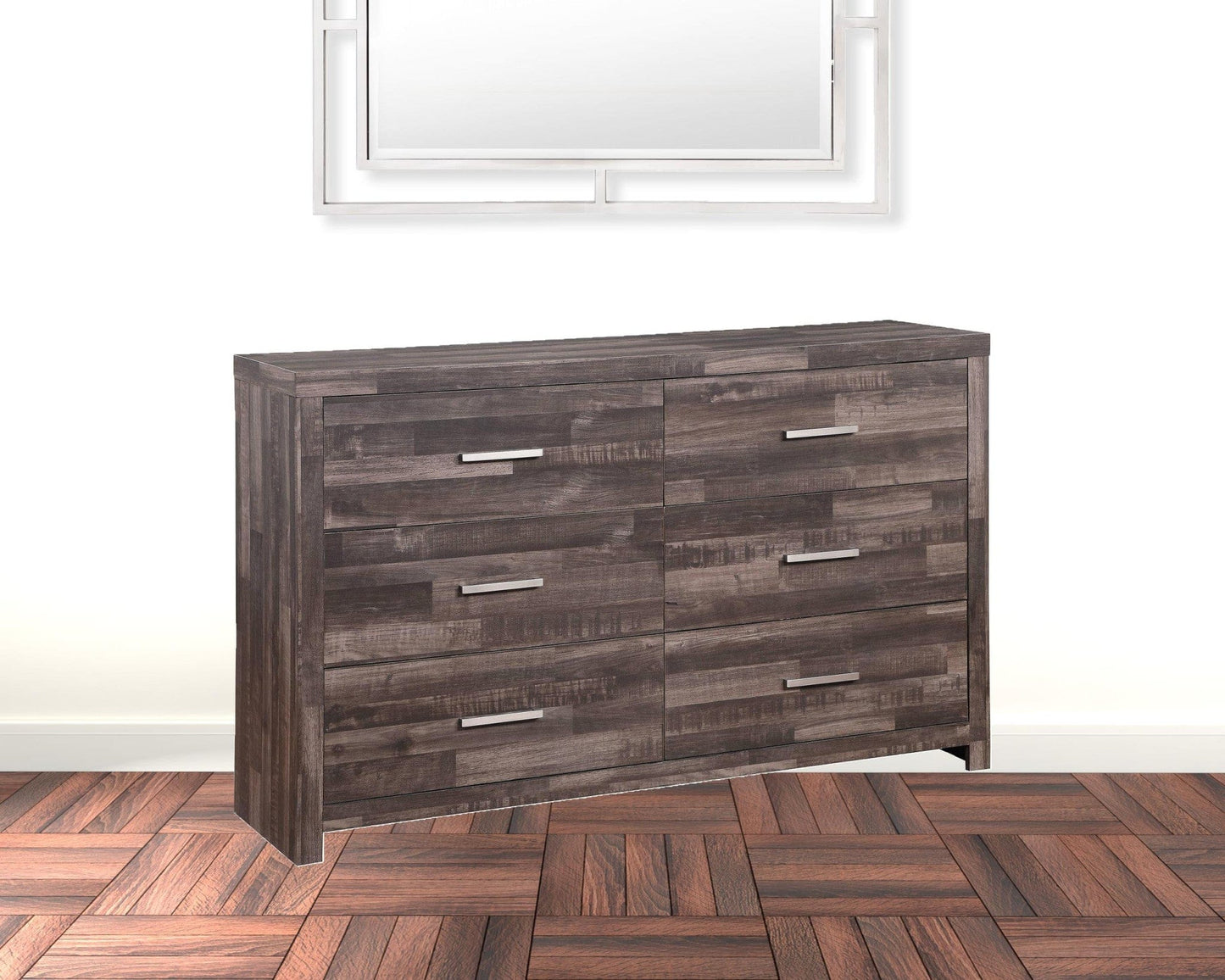 60" Dark Oak Solid Wood Six Drawer Double Dresser
