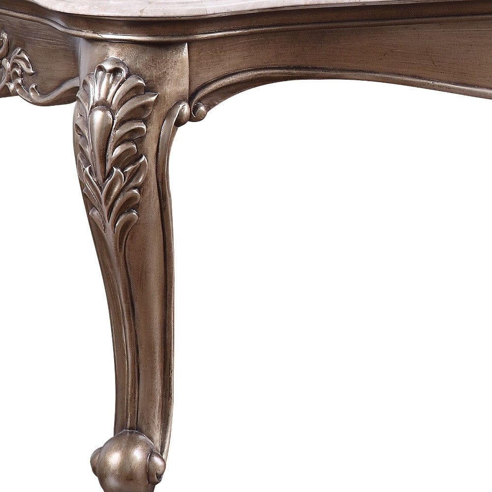 52" Brown and Champagne Marble Faux Marble Rectangular Coffee Table