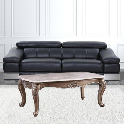 52" Brown and Champagne Marble Faux Marble Rectangular Coffee Table