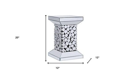 20" Silver Glass And Manufactured Wood Square Mirrored End Table
