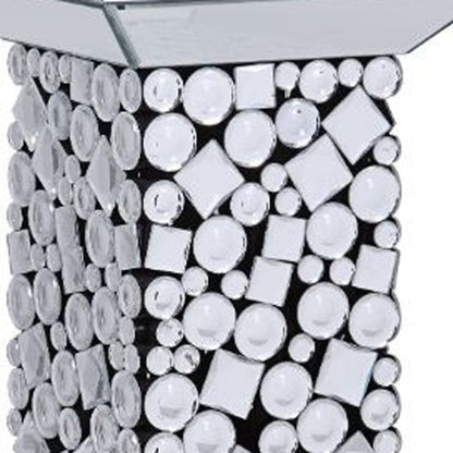 20" Silver Glass And Manufactured Wood Square Mirrored End Table