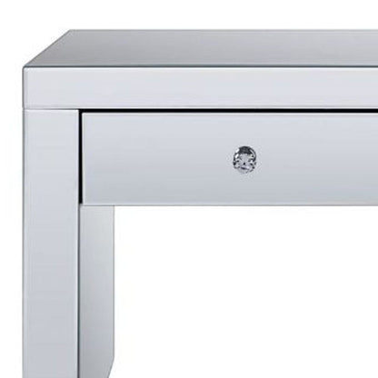 23" Silver Glass And Manufactured Wood Square Mirrored End Table With Drawer