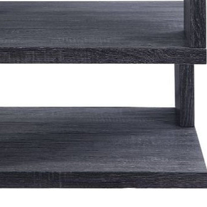 24" Gray And White High Gloss Square End Table With Two Shelves