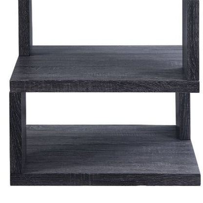 24" Gray And White High Gloss Square End Table With Two Shelves