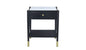 24" Black And White Marble And Solid Wood Rectangular End Table