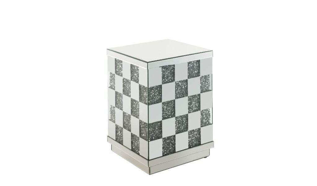 24" Mirrored And Manufactured Wood Octagon End Table