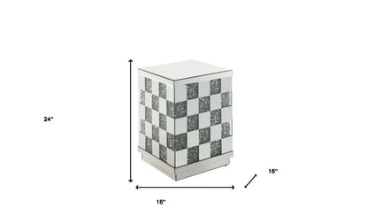 24" Mirrored And Manufactured Wood Octagon End Table