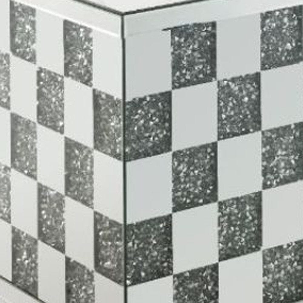 24" Mirrored And Manufactured Wood Octagon End Table