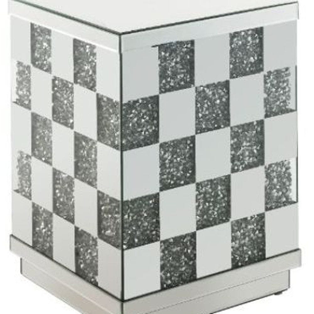 24" Mirrored And Manufactured Wood Octagon End Table