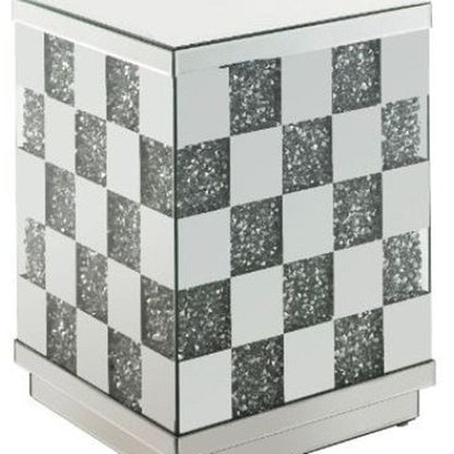 24" Mirrored And Manufactured Wood Octagon End Table