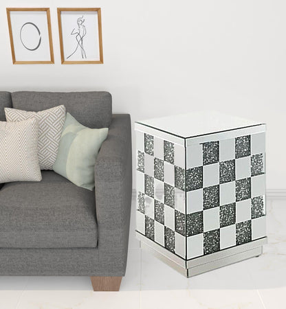 24" Mirrored And Manufactured Wood Octagon End Table