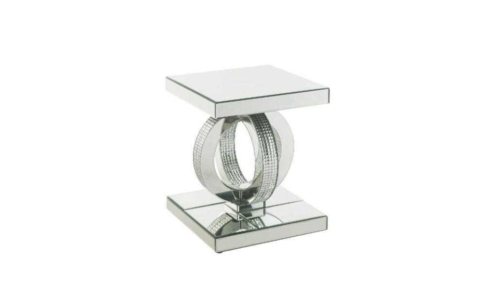 20" Silver Glass Square Mirrored End Table