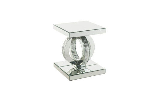 20" Silver Glass Square Mirrored End Table