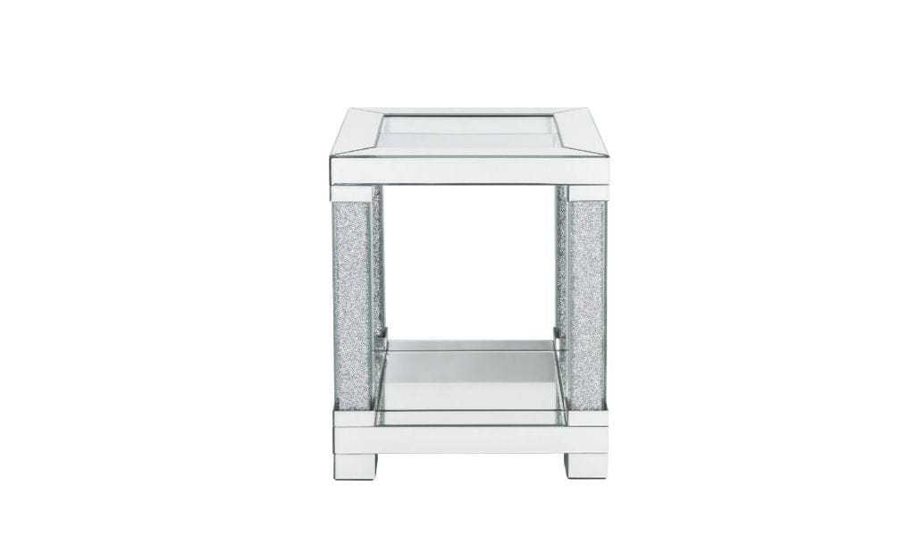 24" Clear Glass And Mirrored Square End Table With Shelf