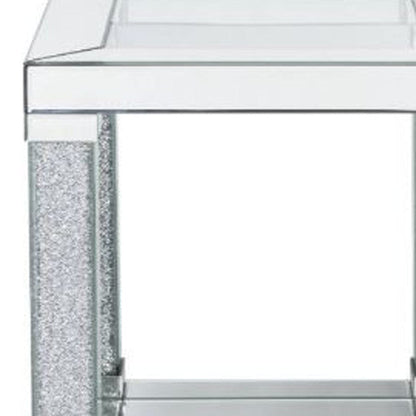 24" Clear Glass And Mirrored Square End Table With Shelf