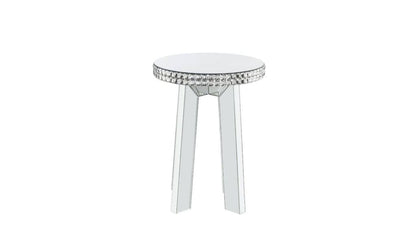 24" Silver Glass Round Mirrored End Table