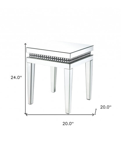 24" Silver Mirrored Square End Table