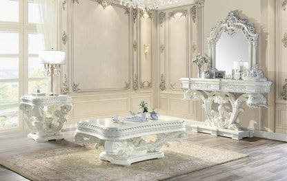 29" Antique White Manufactured Wood And Resin Square End Table