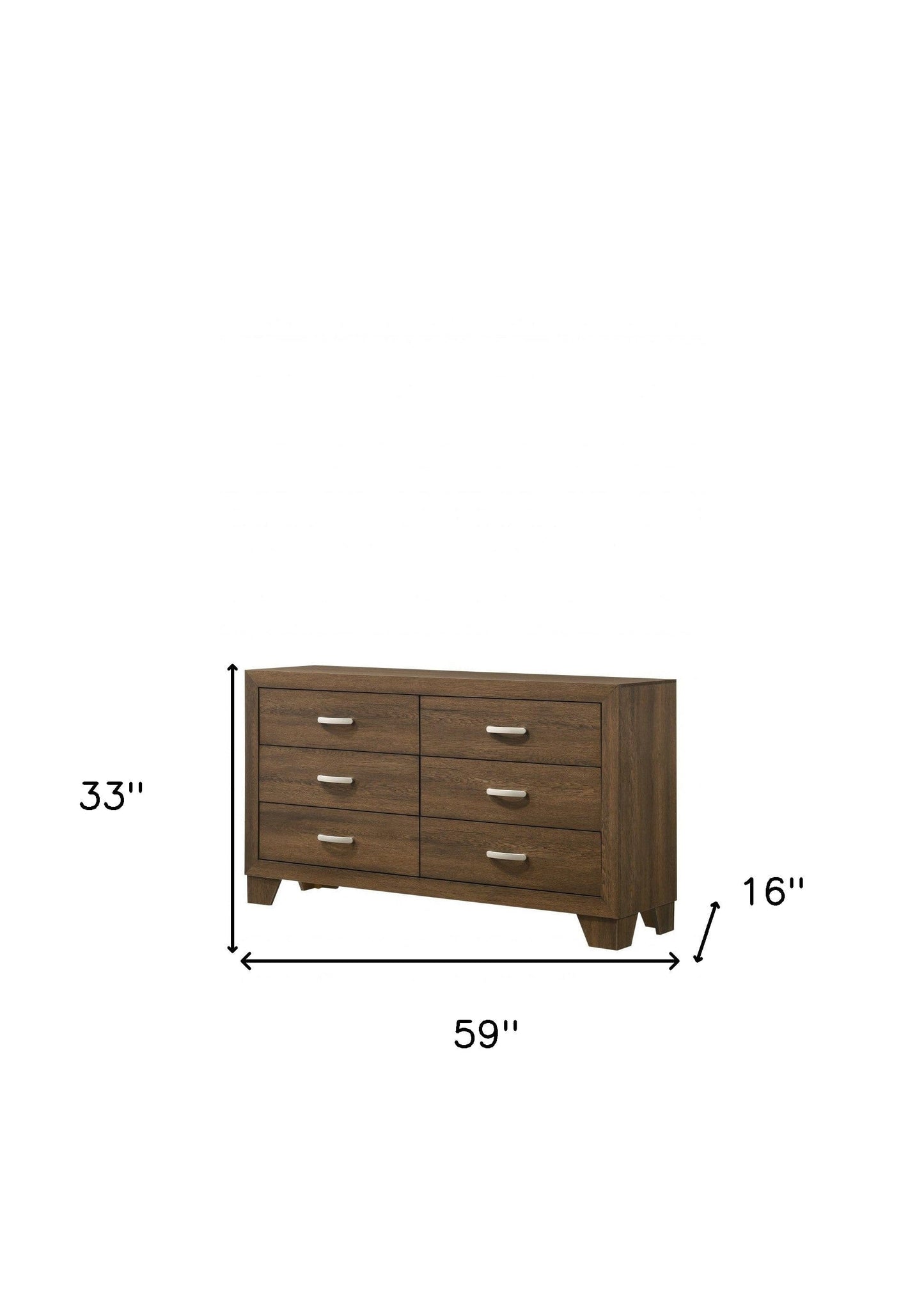 59" Oak Manufactured Wood Six Drawer Double Dresser