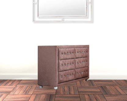 40" Pink Solid Wood Six Drawer Double Dresser