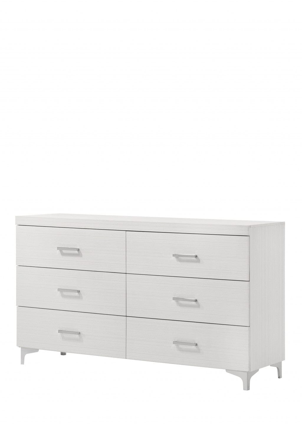 58" White Solid Wood Six Drawer Double Dresser
