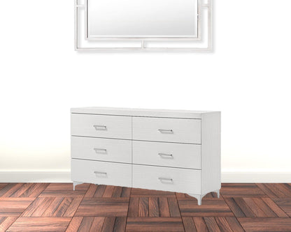 58" White Solid Wood Six Drawer Double Dresser