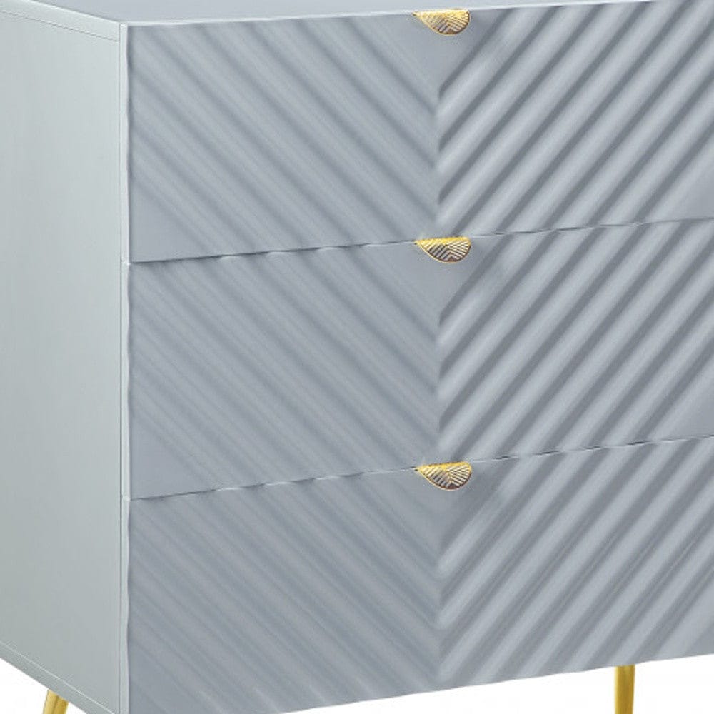 55" Gray  and Gold Six Drawer Double Dresser