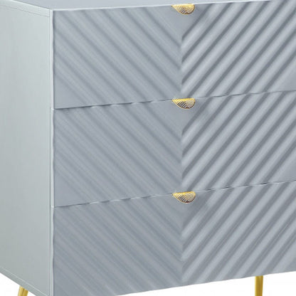 55" Gray  and Gold Six Drawer Double Dresser