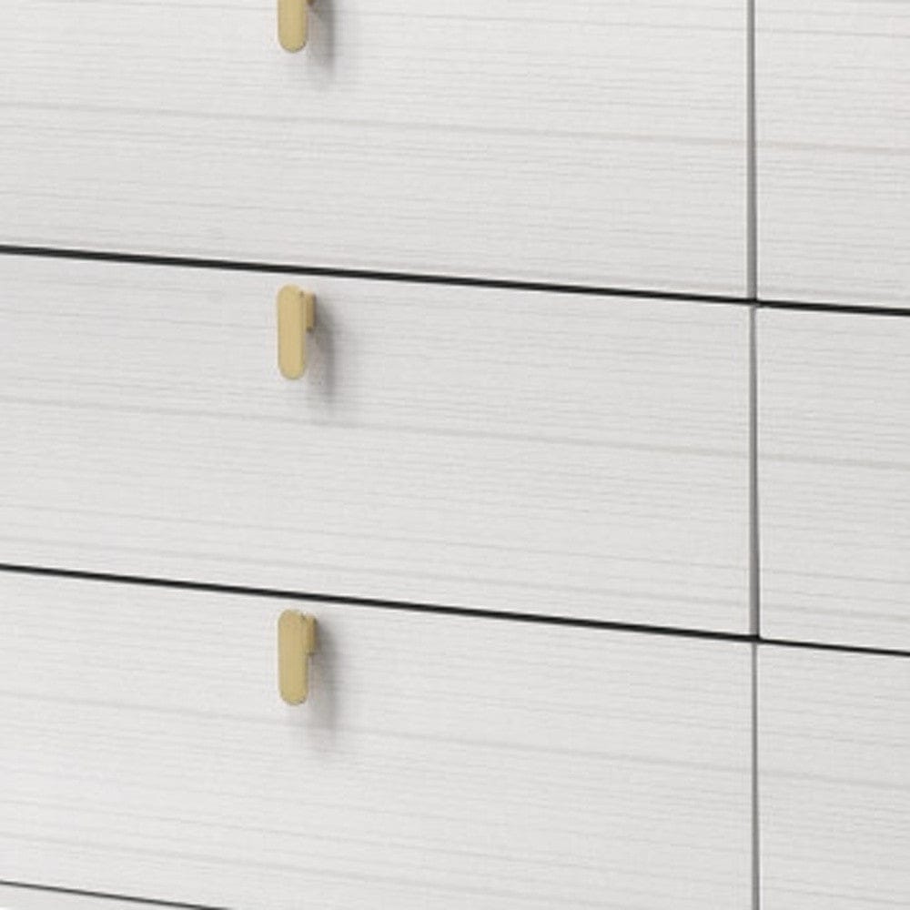 58" White and Gold Six Drawer Double Dresser