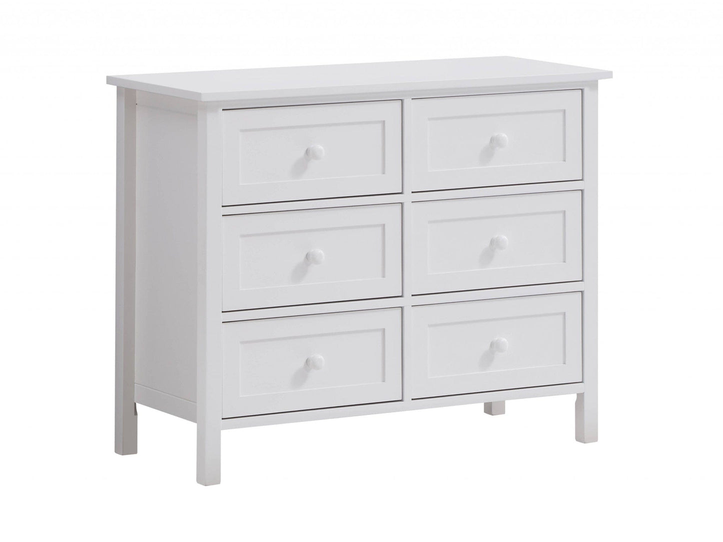 39" White Manufactured Wood Six Drawer Standard Dresser